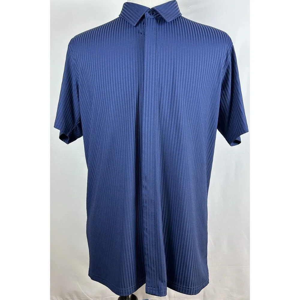 Performance Polo Shirt Men’s Large Anti-UV 4-Way Stretch Super-Soft Touch Blue